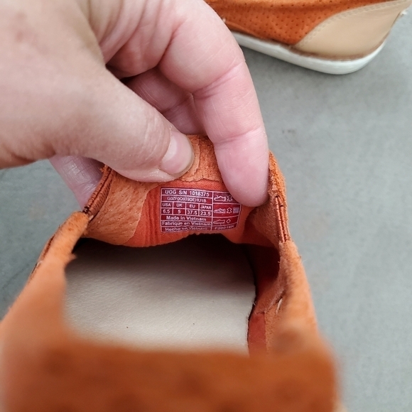 UGG Adley Perf FireOpal Suede/Leather Elastic Goring Women Sneaker - Picture 8 of 9